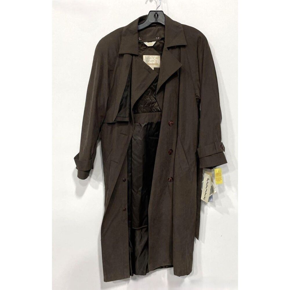 NWT New York Harbor Fr Andrea Brown Long Sleeve Belted Button-front Trench Coat